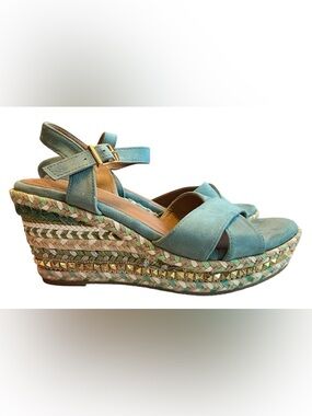 Patrizia Sloane blue wedge sandals women’s sz 39/8.5. Boho style wedge sandals